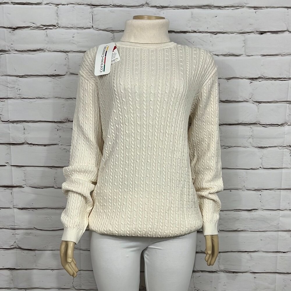 NWT Cotton Country Womens  Sweater Turtleneck X-Large Natural